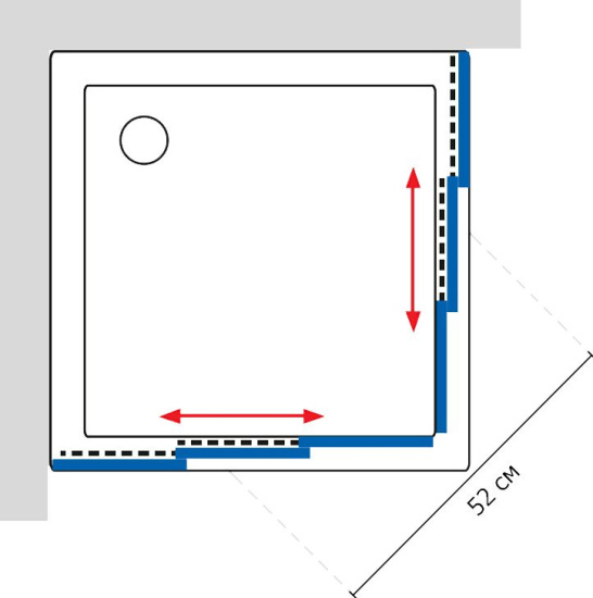 Душевой уголок GuteWetter Practic Square GK-433 75x75 см стекло бесцветное, профиль матовый хром