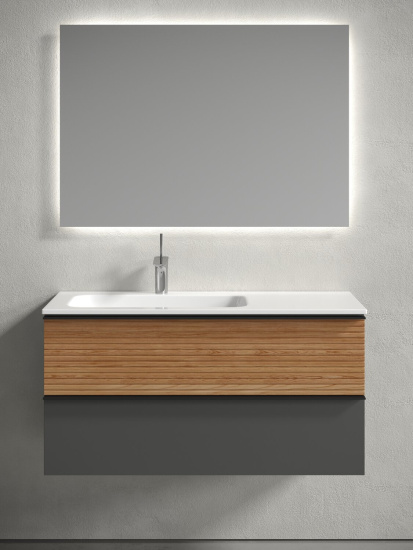 Тумба с раковиной Sancos Delta 100 дуб красный/графит левая, DL100LGR