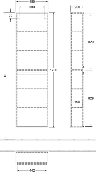 Тумба с раковиной Villeroy & Boch Antheus 100 black ash, подвесная