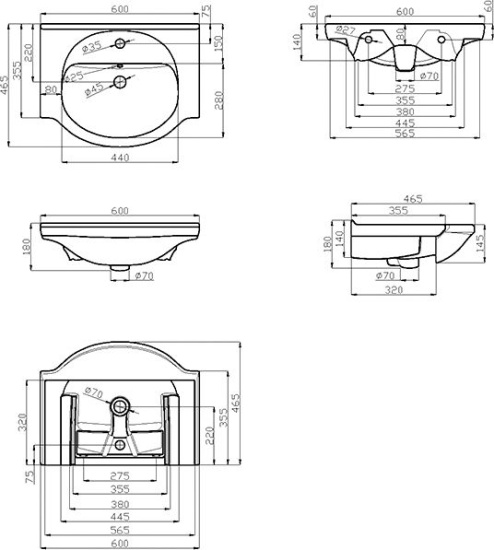 Тумба с раковиной Misty Рим 60 орех