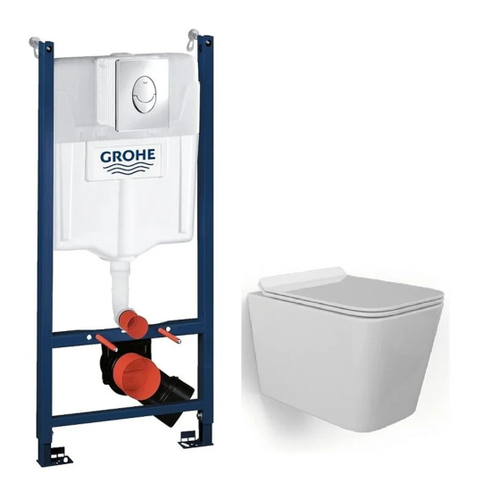 Инсталляция Grohe Rapid SL 38721001 с кнопкой + унитаз подвесной BeWash Kraft BKWHR005510
