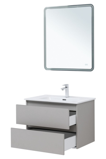 Тумба с раковиной Aquanet Вега 2.0 70 2 ящика, бежевая, раковина Flat