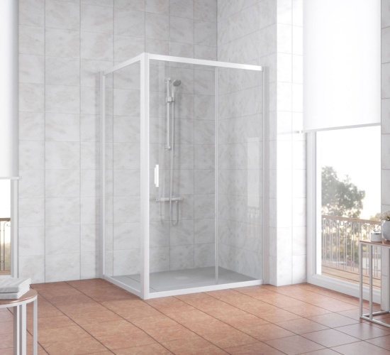 Душевой уголок Vegas Glass ZP+ZPV 120*100 01 01 профиль белый, стекло прозрачное