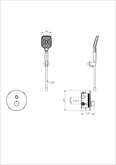 Смеситель для душа Wonzon & Woghand WW-D1017-A-BG с термостатом