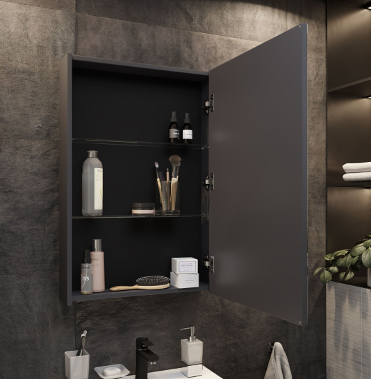 Зеркало-шкаф Stworki Кронборг 55 L черное