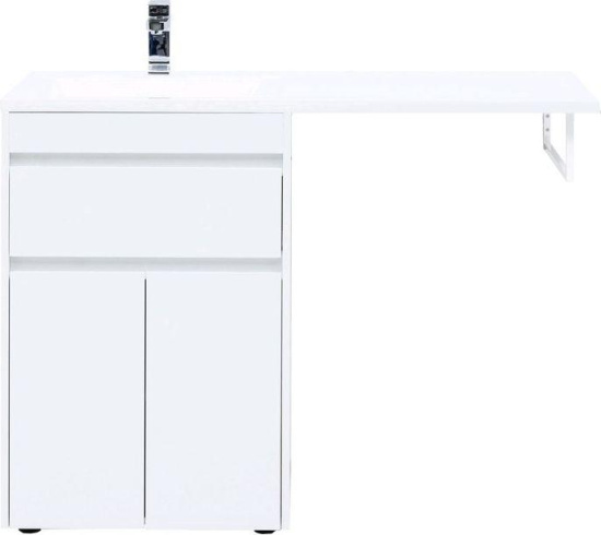Тумба с раковиной Aquanet Токио 120 L белая напольная, 1 ящик, 2 дверцы