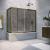 Шторка на ванну Vegas Glass Z2V+ZVF TUR NOVO 150*75 05 07, профиль бронза, стекло графит