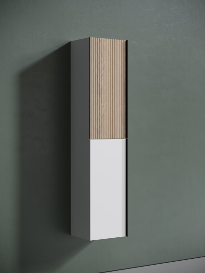 Шкаф-пенал Sancos Delta 35 дуб светлый/белый, подвесной