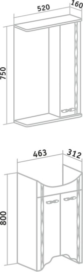Мебель для ванной Runo Лотос 50