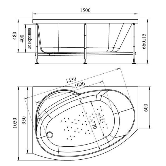 Акриловая ванна Vannesa Монти 150х105 см