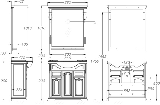Мебель для ванной Opadiris Риспекто 85 слоновая кость