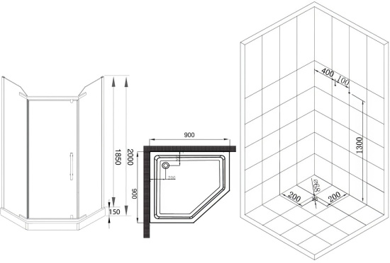 Душевой уголок Esbano ESD-8160 90x90, с поддоном