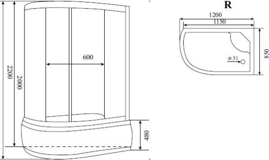 Душевая кабина Timo Standart T-1120 R