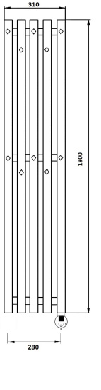 Полотенцесушитель электрический Secado Сандриго 5К 1800/280 R, черный матовый