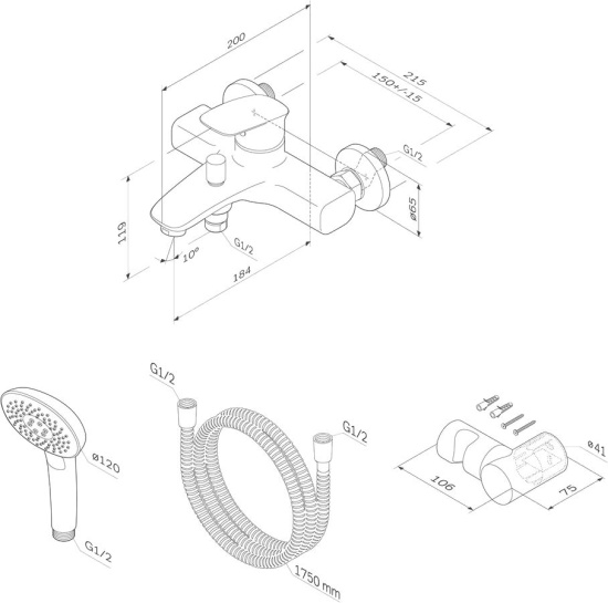 Смеситель для ванны AM.PM Spirit V2.1 F71A15000