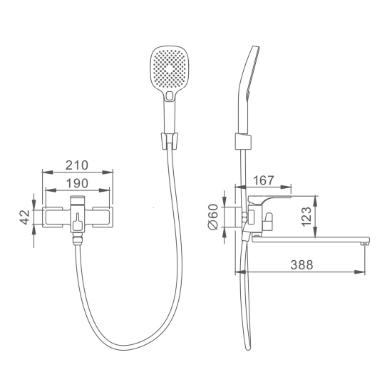 Смеситель для ванны Splenka S55.22.03 универсальный, сатин золотой
