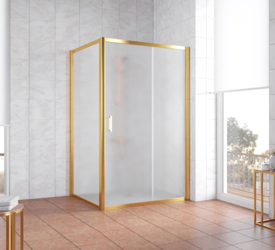 Душевой уголок Vegas Glass ZP+ZPV 110*100 09 10 профиль золото, стекло сатин