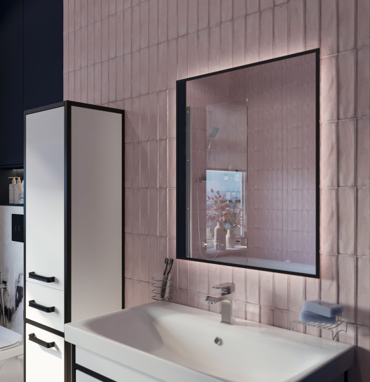 Зеркало Diwo Элиста 60 черное, с подсветкой, инфракрасный выключатель