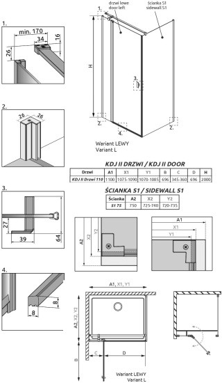 Душевой уголок Radaway Nes KDJ II 110x75 L
