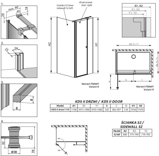 Душевой уголок Radaway EOS KDS II 110x80 R