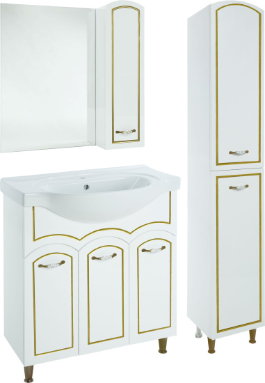 Зеркало Bellezza Амелия 80 R белое, патина золото
