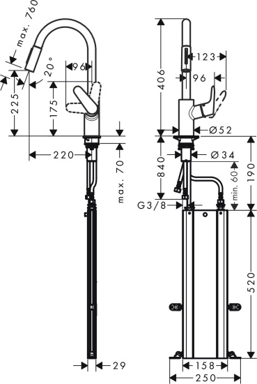 Смеситель для кухни Hansgrohe Focus M41 73880000 хром