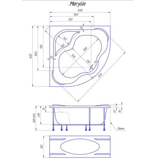 Акриловая ванна 1MarKa Marylin 140 см
