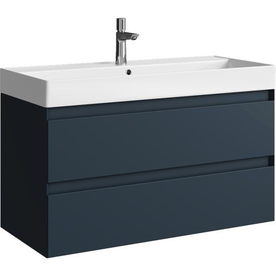 Тумба с раковиной Aqwella 5 stars Geometria 100 подвесная, 2 ящика, серая