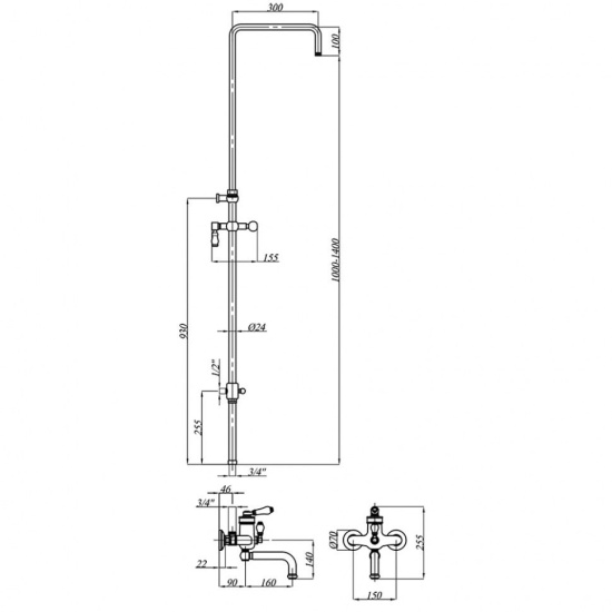 Душевая стойка Migliore Ermitage ML.ERM-7004.BI.BR