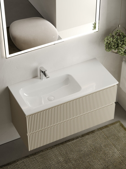 Тумба с раковиной Sancos Snob R 100 Beige Soft левая SNR100LCE, подвесная