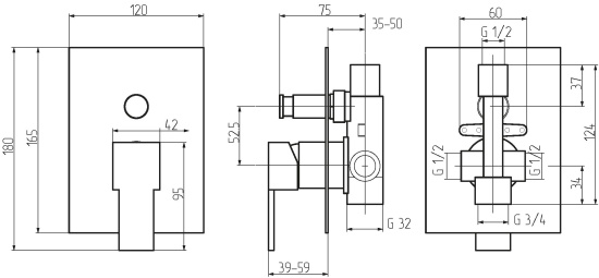 Смеситель для ванны Migliore Kvant ML.KVT-2772.CR с внутренней частью