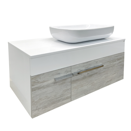Мебель для ванной Runo Вудлайн 100 скандинавский дуб, раковина Infinity 60