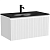 Тумба с раковиной Sancos Code 80 подвесная, белая матовая, раковина черная