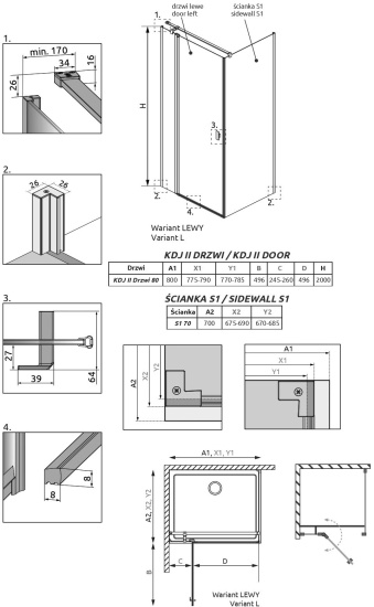 Душевой уголок Radaway Nes KDJ II 80x70 L