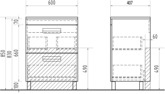 Мебель для ванной Vigo Plaza 60 2 ящика