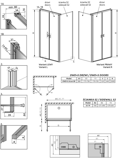 Душевой уголок Radaway Nes DWD+S 80x70