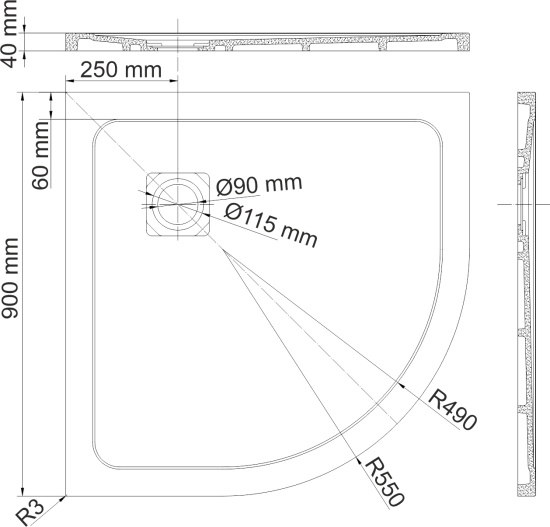 Поддон для душа Wasserkraft Rhin 44T01 90x90