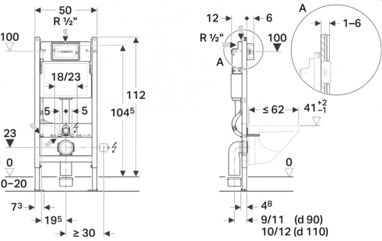 Инсталляция для унитаза Geberit Duofix Delta 458.149.21.1 с кнопкой смыва