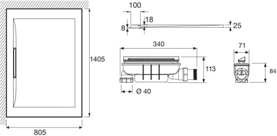 Поддон для душа Jacob Delafon Flight Pure E62329-00 140х80