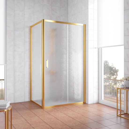 Душевой уголок Vegas Glass ZP+ZPV 110*80 09 02 профиль золото, стекло шиншилла