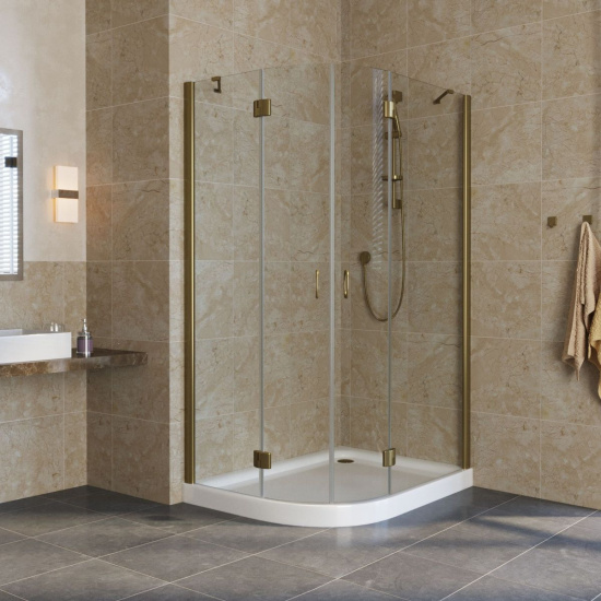 Душевой уголок Vegas Glass AFS-F Lux 120*80 05 01 R профиль бронза, стекло прозрачное