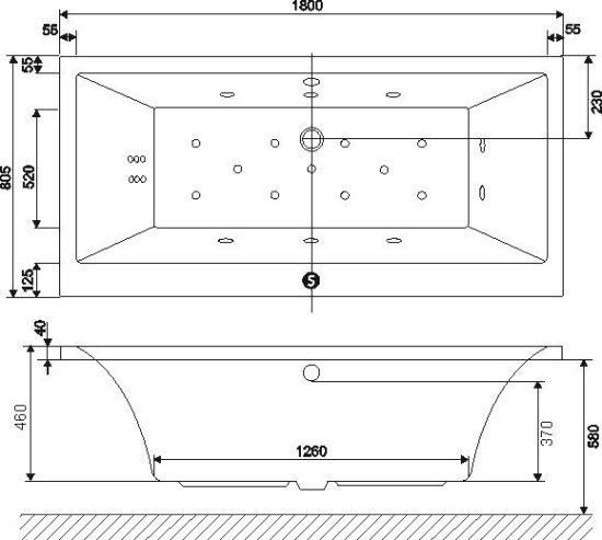 Акриловая ванна Excellent Pryzmat Lux 180x80 с гидромассажем