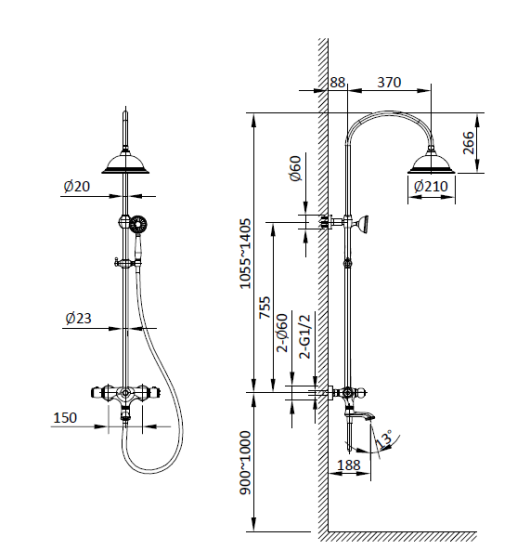 Душевая система с термостатом Altrobagno Beatrice 030402 Cr