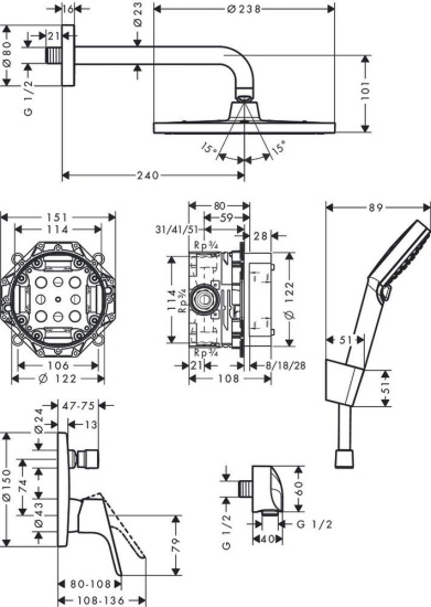 Душевой комплект Hansgrohe Crometta S 27958000