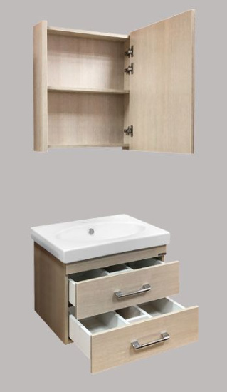 Мебель для ванной Comforty Ницца 60, подвесная, сосна лоредо