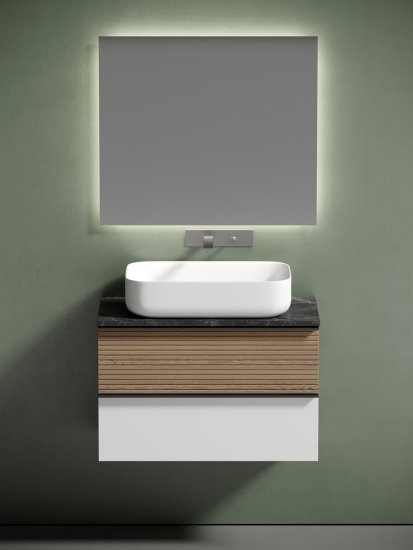 Тумба с раковиной Sancos Delta 80 дуб светлый/белый, DL80W