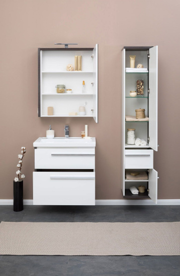 Пенал Aquanet Фостер 35 белый, эвкалипт мистери