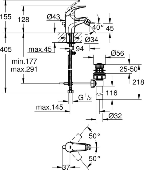 Смеситель для биде Grohe BauCurve 32849000 хром