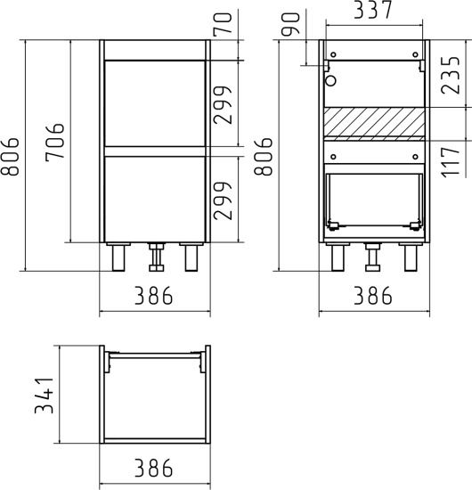 Тумба с раковиной Misty Алиса 40 напольная, белая
