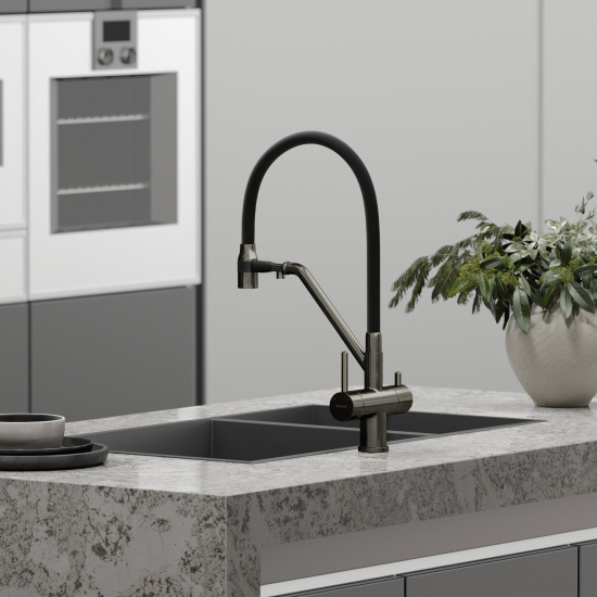 Смеситель для кухни Sancos Dora SC4003GG, вороненая сталь